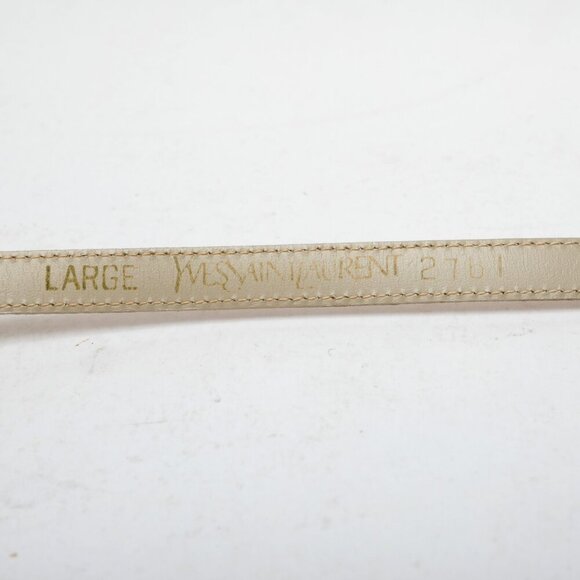 Vintage YSL Yves Saint Laurent Skinny Snakeskin Belt Yellow Beige 80s Designer - Picture 5 of 10